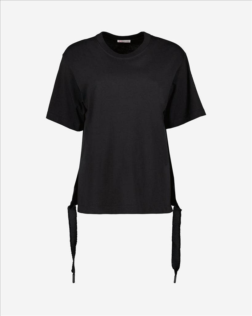 T-shirt T-shirt à logo et ruban Moncler Nero Femme