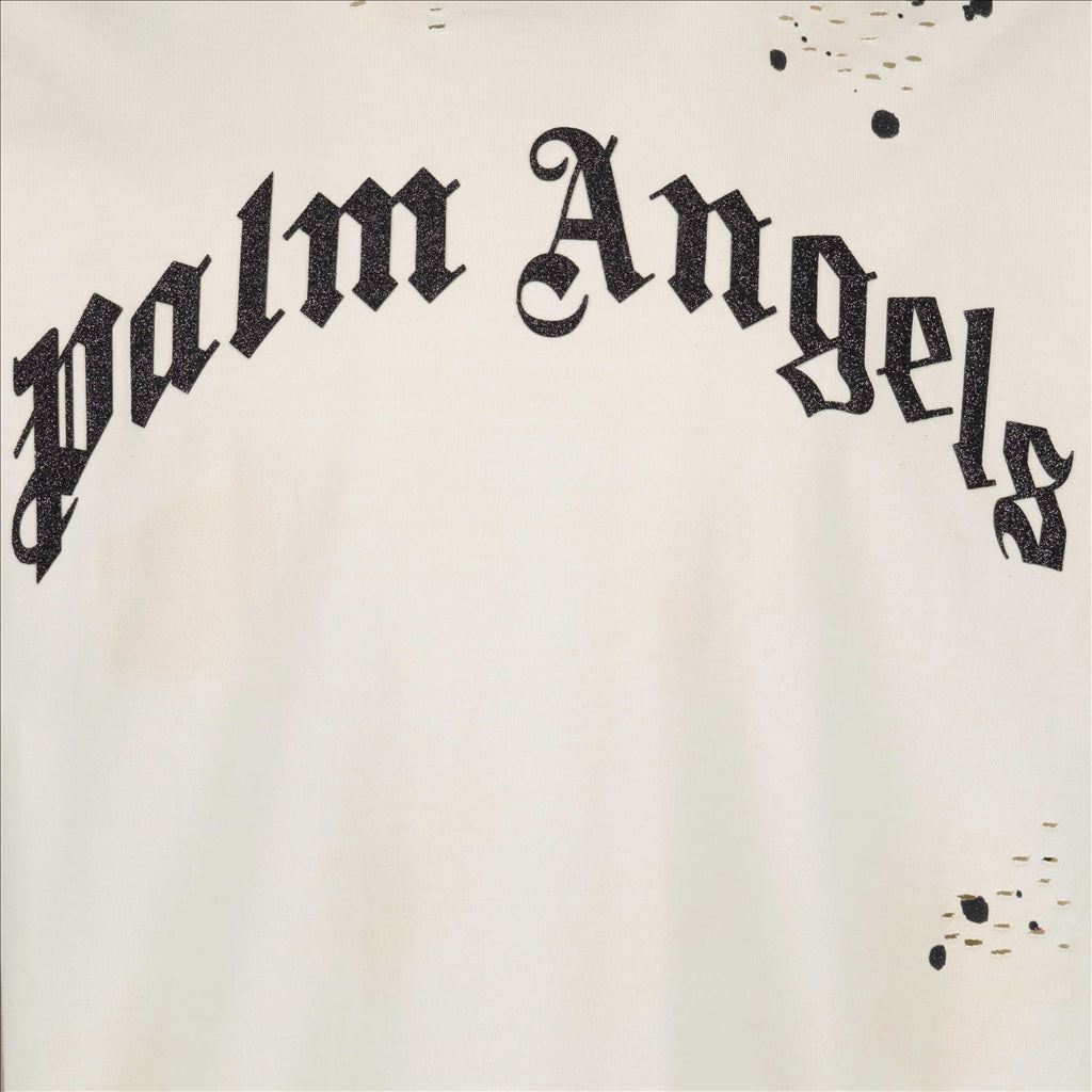 T-shirt T-shirt Glitte logo Palm Angels Bianco Homme
