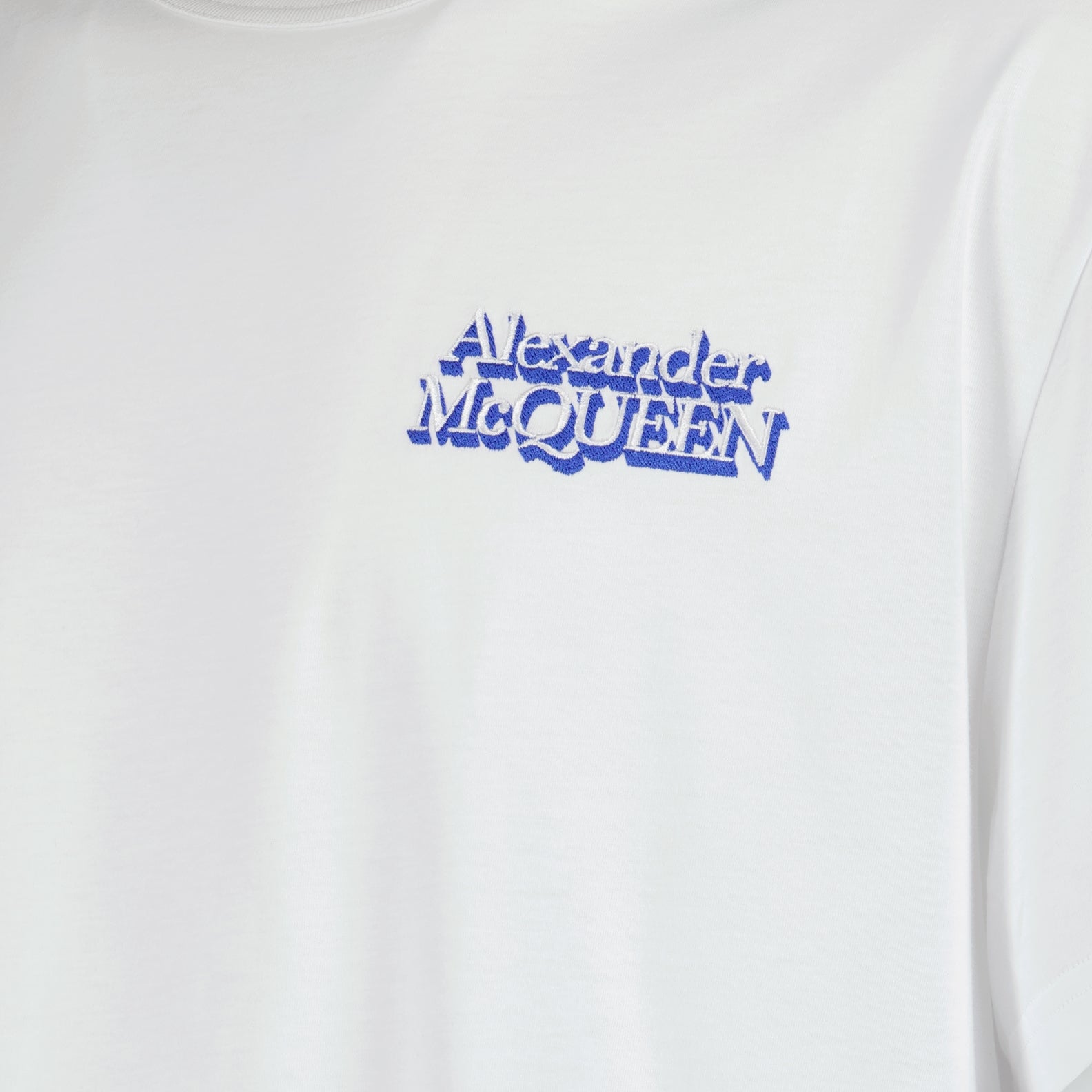 T shirt blanc à logo bleu