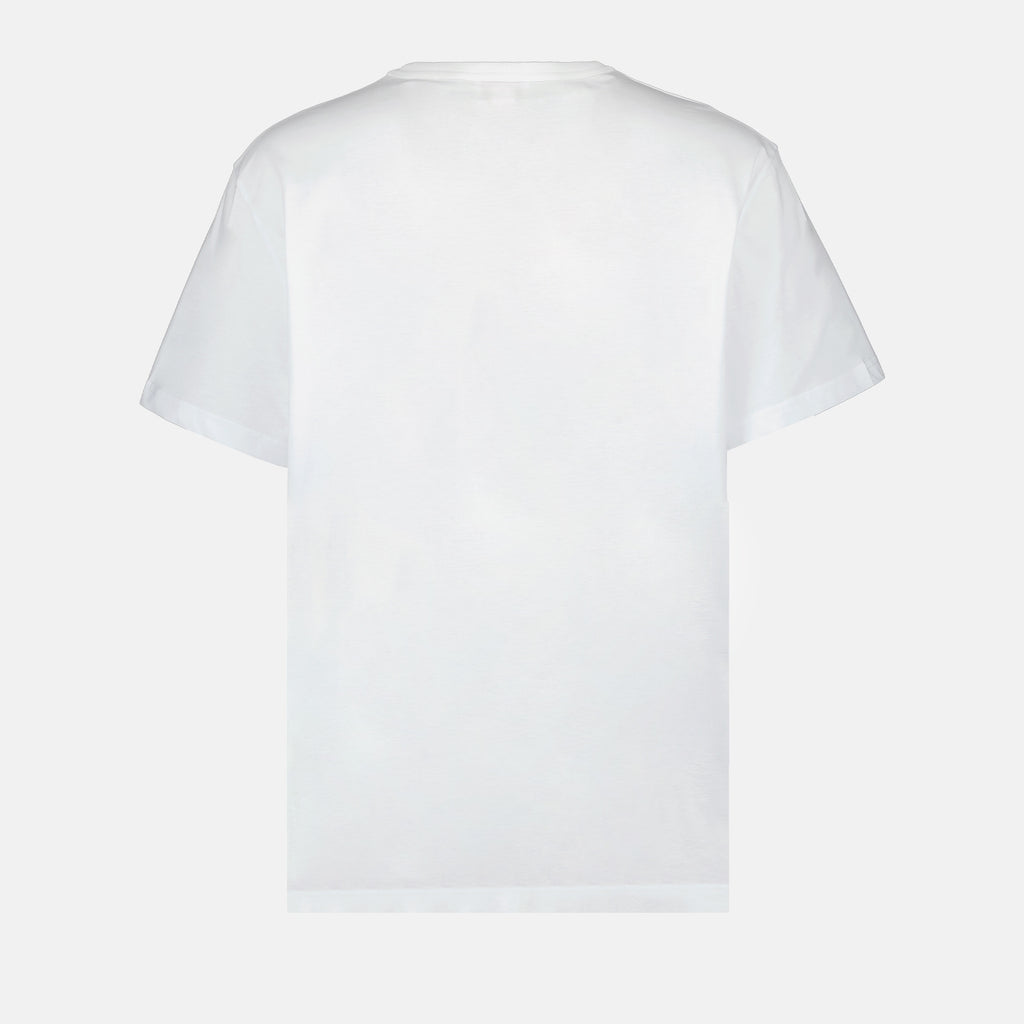 T shirt blanc à logo bleu