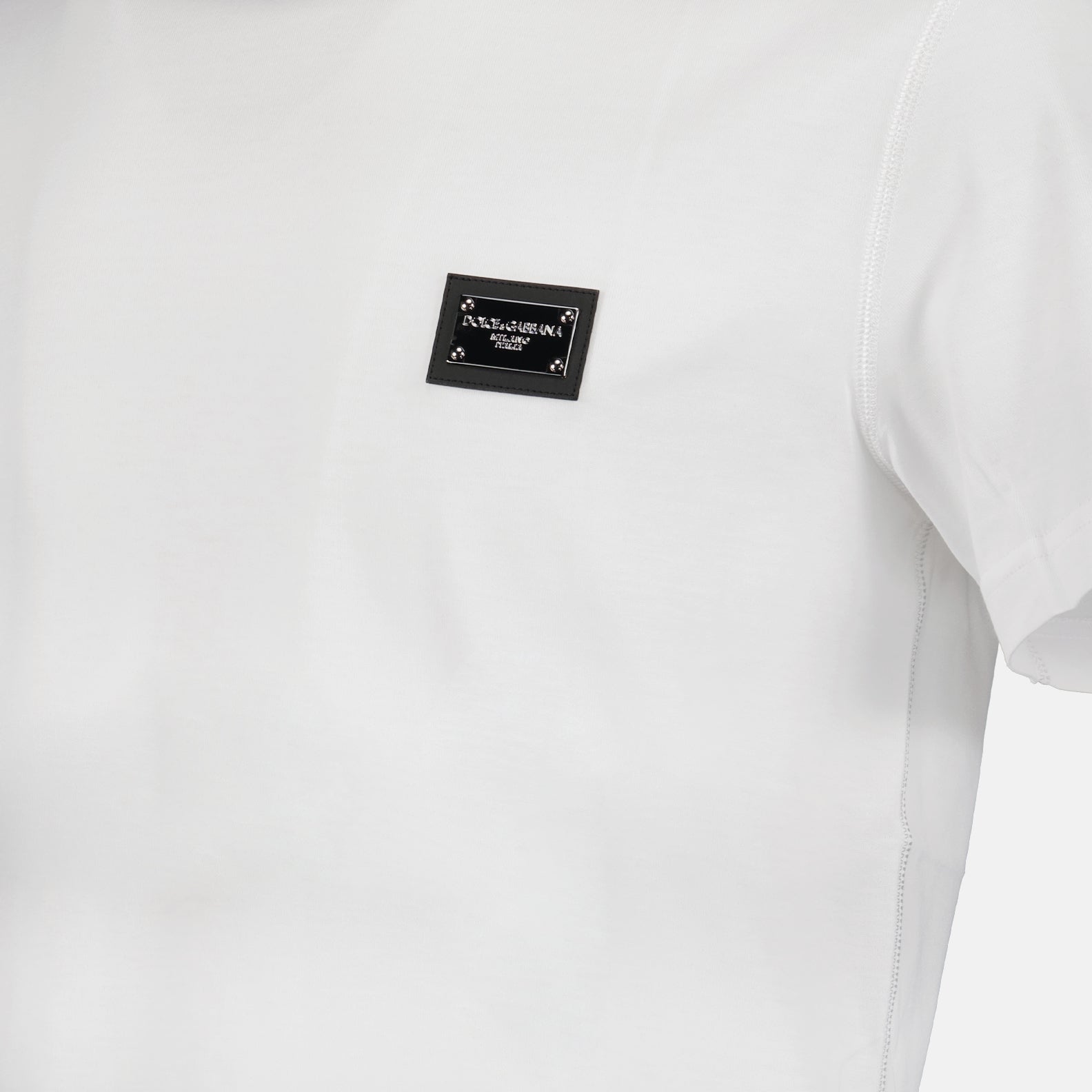 T-shirts T-shirt à logo plaque Dolce & Gabbana Blanc Homme