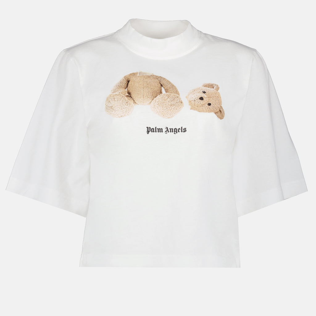 T-shirts T-shirt crop Bear Palm Angels Blanc Femme