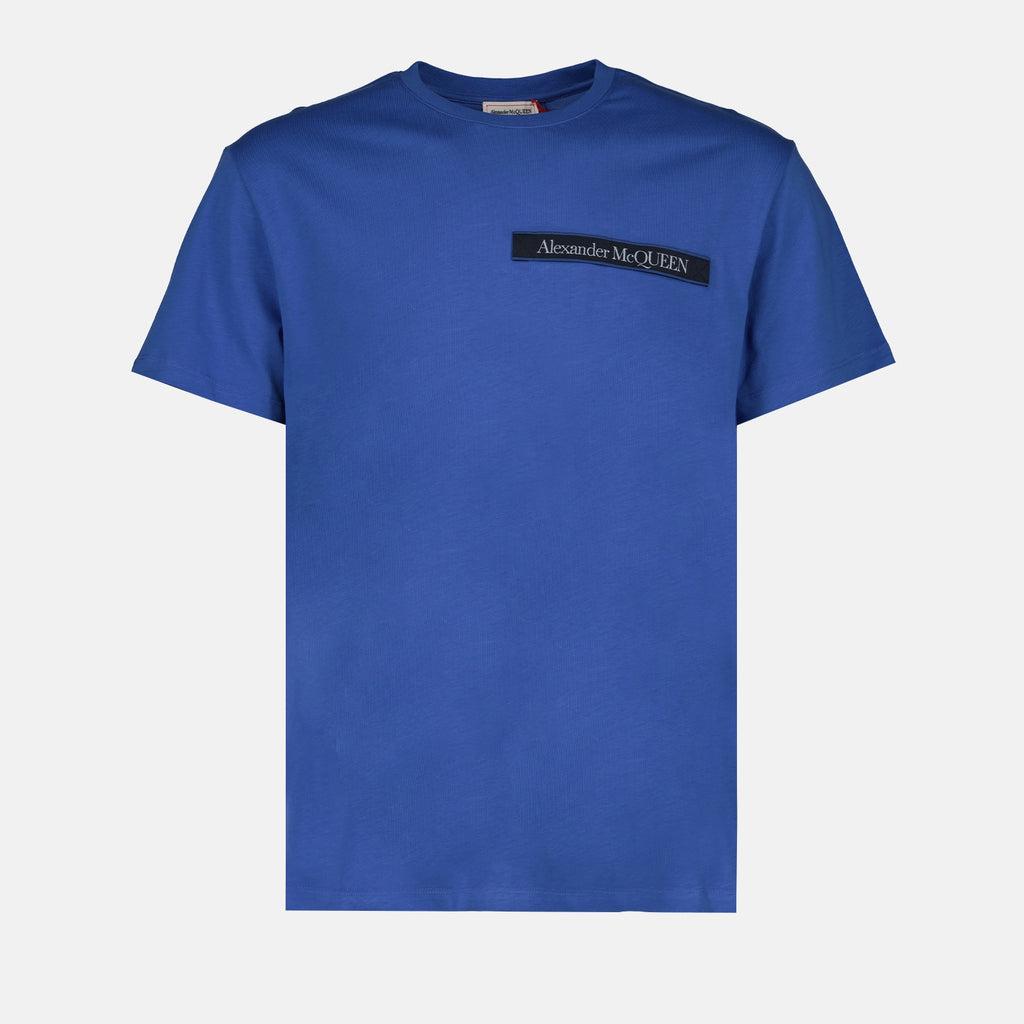 T-shirt T-shirt à logo bande Alexander McQueen Blu Homme