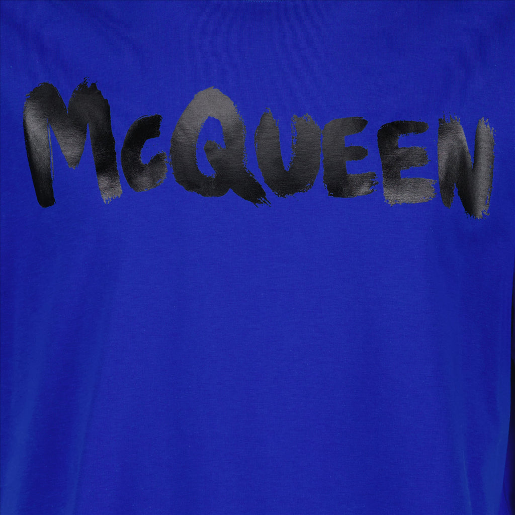 T-shirt T-shirt Graffiti Alexander McQueen Blu Homme