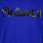 T-shirt T-shirt Graffiti Alexander McQueen Blu Homme