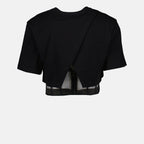 Tシャツ コルセットクロップドTシャツ Alexander McQueen 黒 女性