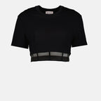 Tシャツ コルセットクロップドTシャツ Alexander McQueen 黒 女性
