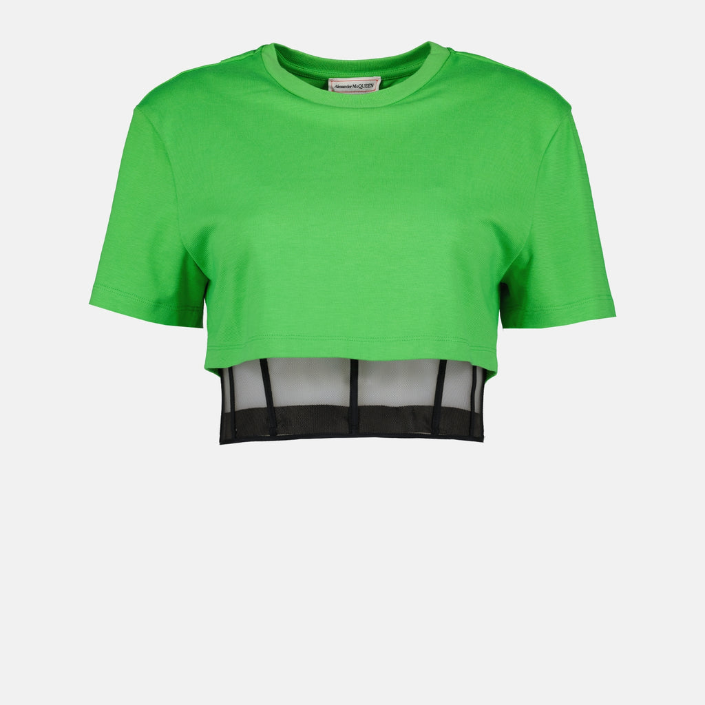 T-shirts T-shirt corset crop Alexander McQueen Vert Femme