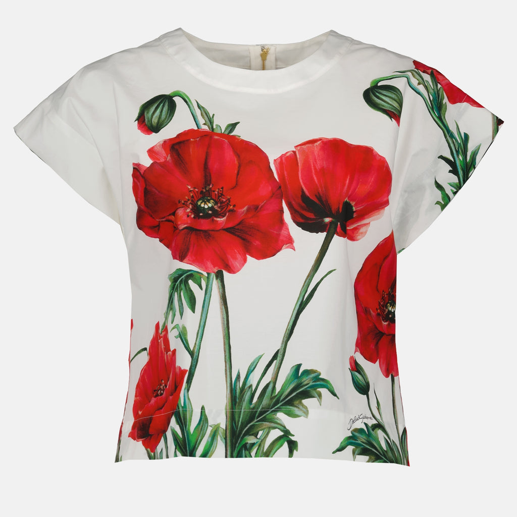 티셔츠 T-shirt en popeline Dolce & Gabbana 하얀색 Femme