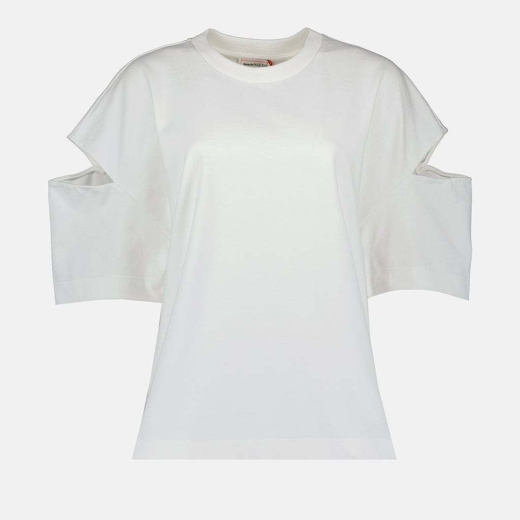 T-shirts T-shirt fendu oversize Alexander McQueen Blanc Femme
