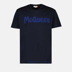T-shirts T-shirt Graffiti Alexander McQueen Bleu Homme