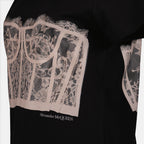 T-shirt T-shirt imprimé corset Alexander McQueen Nero Femme
