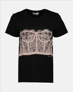T-shirt T-shirt imprimé corset Alexander McQueen Nero Femme