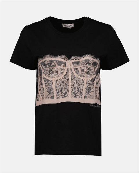 Alexander McQueen コルセットプリント Tシャツ　38 アレキサンダー・マックイーン コルセット プリント T シャツ