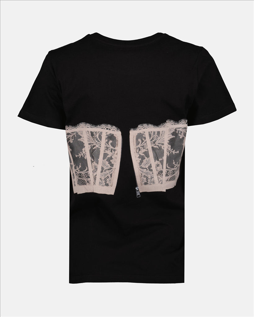 T-shirt T-shirt imprimé corset Alexander McQueen Nero Femme