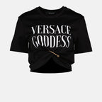 Tシャツ 安全ピンTシャツ Versace 黒 女性