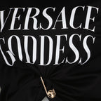 Tシャツ 安全ピンTシャツ Versace 黒 女性