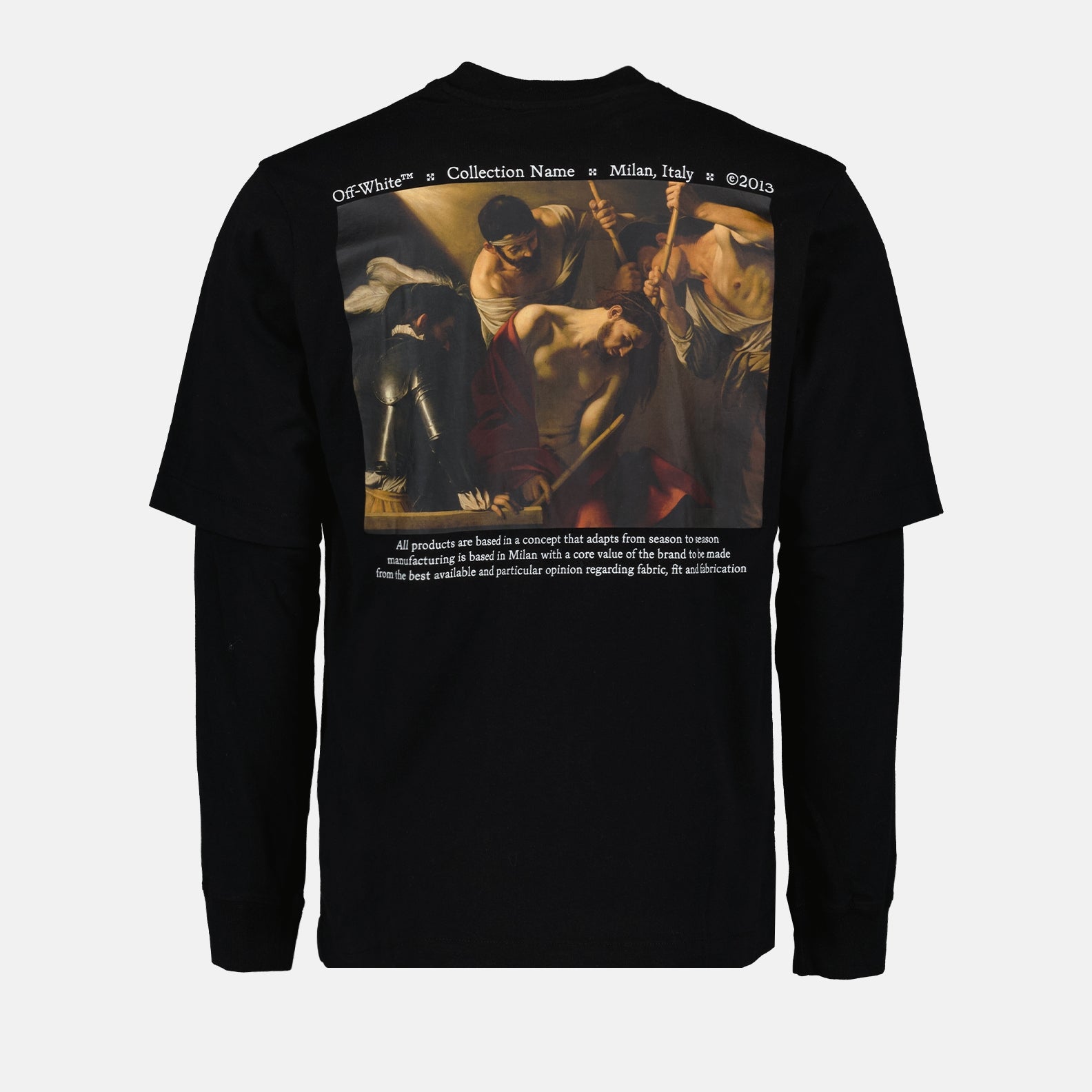スウェットシャツ レイヤードTシャツ Off-White 黒 男