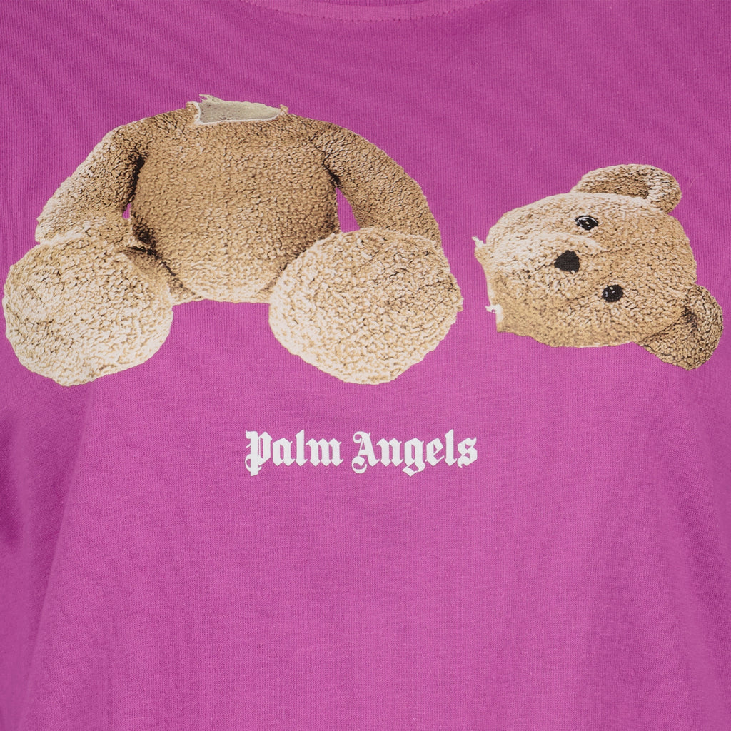 Tシャツ クマのクロップド T シャツ Palm Angels 紫 女性