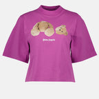 Tシャツ クマのクロップド T シャツ Palm Angels 紫 女性