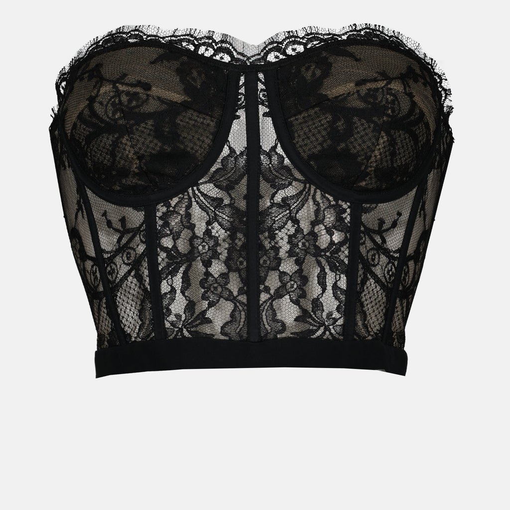 Top corset en dentelle noir