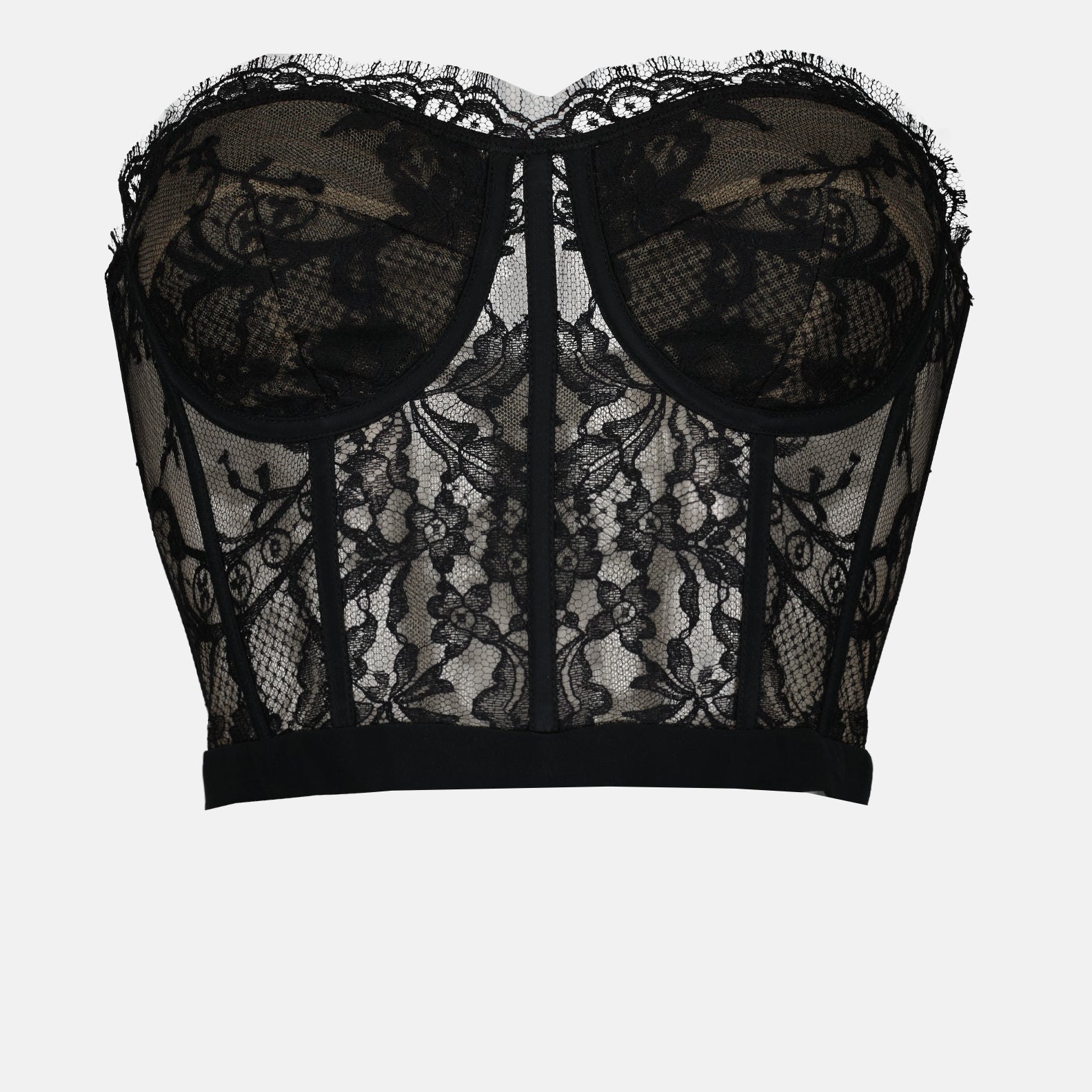 Top corset en dentelle noir