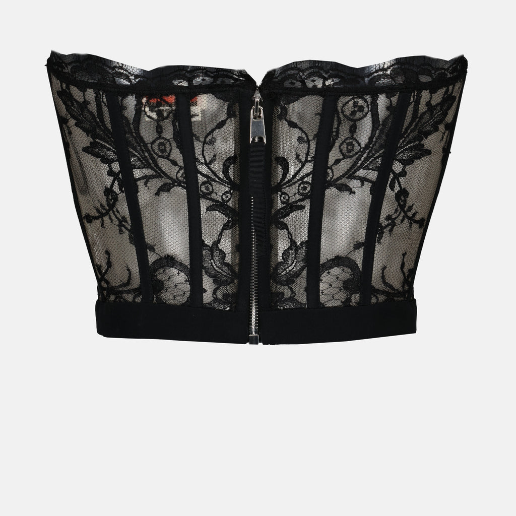 Top corset en dentelle noir
