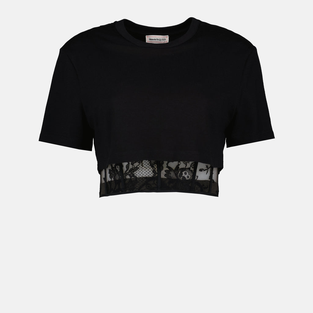 Tシャツ コルセットTシャツ Alexander McQueen 黒 女性