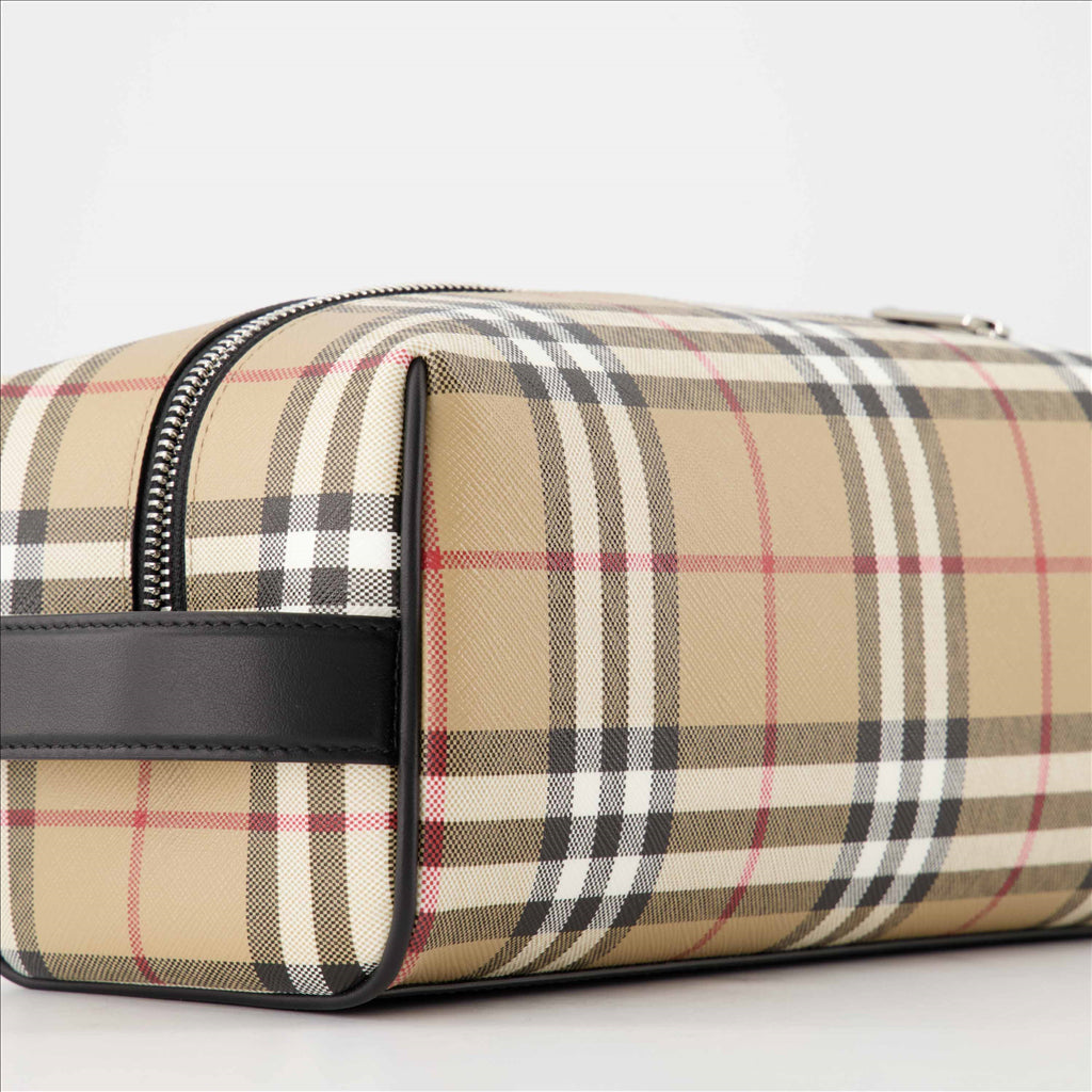 Pochettes Trousse de toilette à carreaux Burberry Beige Homme