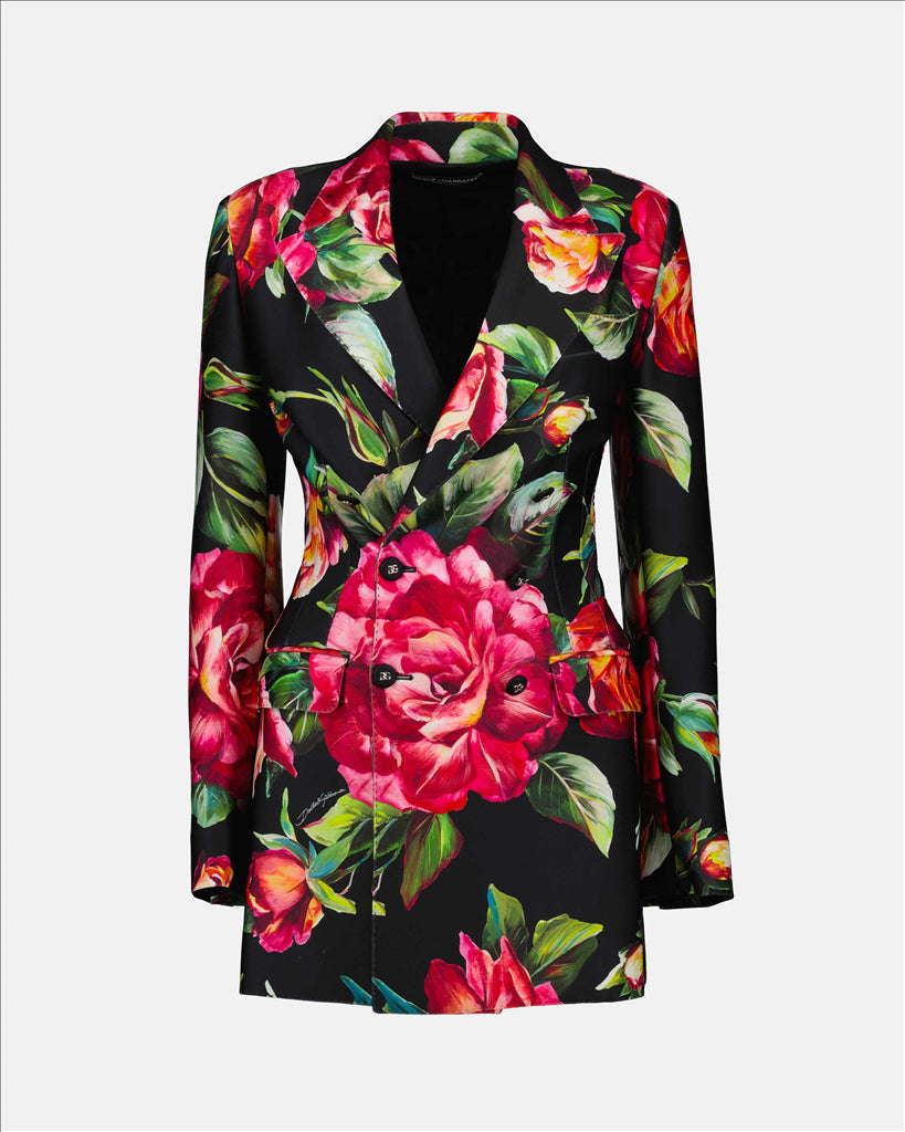 Veste blazer imprimé roses