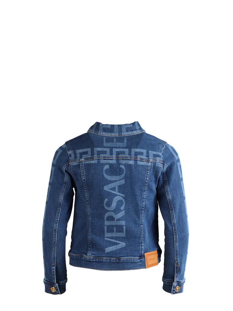 의류 Veste en denim Greca Versace 파란색 어린이들